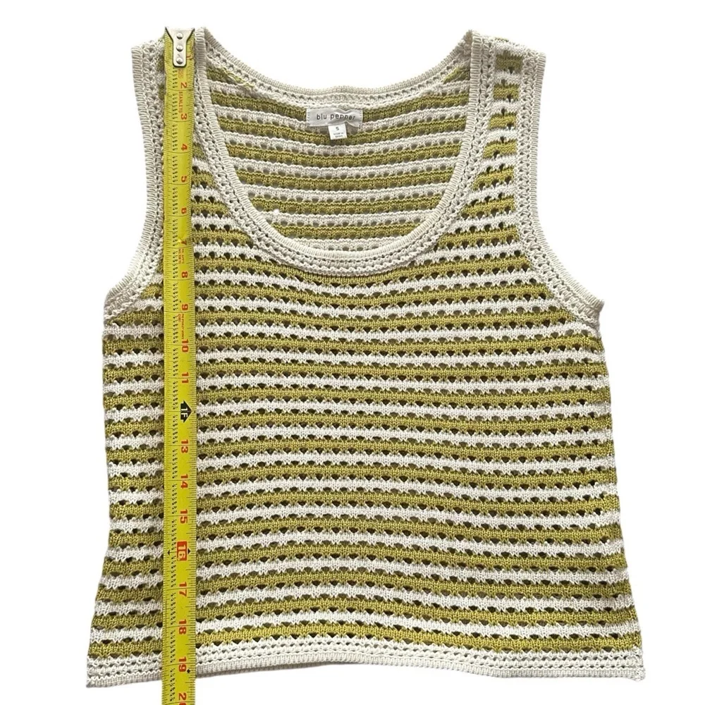 Striped Crochet Knit Tank Top in Kiwi by Blu Pepper Woman’s Small - Picture 4 of 11